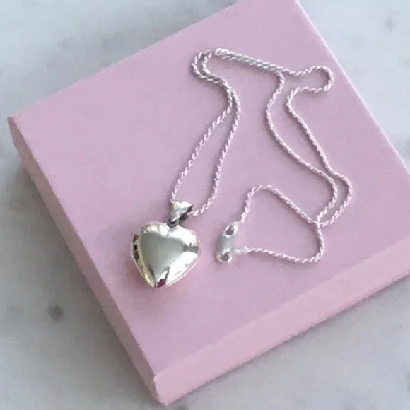 Sterling Silver Puffed Heart Locket Necklace - Picture 8 of 16